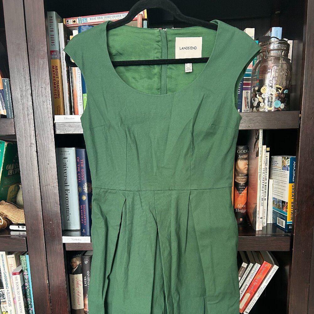 Lands' End Green Dress Knee Length